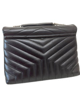 Load image into Gallery viewer, Louis Vuitton Loulou Medium Shoulder Bag in Black Chevron Quilted Leather with Silver Hardware
