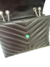 Load image into Gallery viewer, Louis Vuitton Loulou Medium Shoulder Bag in Black Chevron Quilted Leather with Silver Hardware