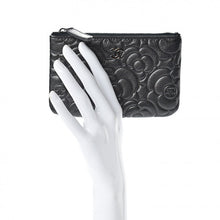 Load image into Gallery viewer, Chanel Goatskin Camellia Embossed Cosmetic Pouch Anthracite