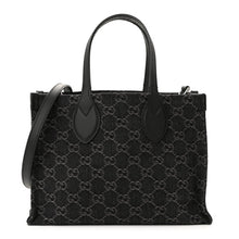 Load image into Gallery viewer, Gucci Denim Ophidia GG Monogram Tote Medium Black Grey