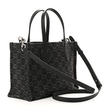 Load image into Gallery viewer, Gucci Denim Ophidia GG Monogram Tote Medium Black Grey