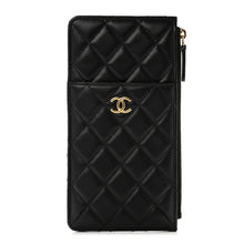 Load image into Gallery viewer, Chanel Lambskin Quilted Egyptian Amulet Classic Flat Wallet Pouch Black