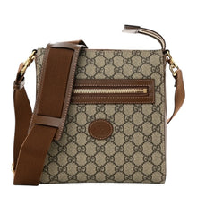 Load image into Gallery viewer, Gucci GG Supreme Monogram Azalea Calfskin Retro Interlocking G Flat Messenger Bag Beige Ebony Brown Sugar