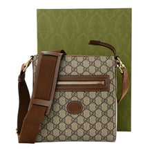 Load image into Gallery viewer, Gucci GG Supreme Monogram Azalea Calfskin Retro Interlocking G Flat Messenger Bag Beige Ebony Brown Sugar