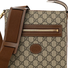 Load image into Gallery viewer, Gucci GG Supreme Monogram Azalea Calfskin Retro Interlocking G Flat Messenger Bag Beige Ebony Brown Sugar