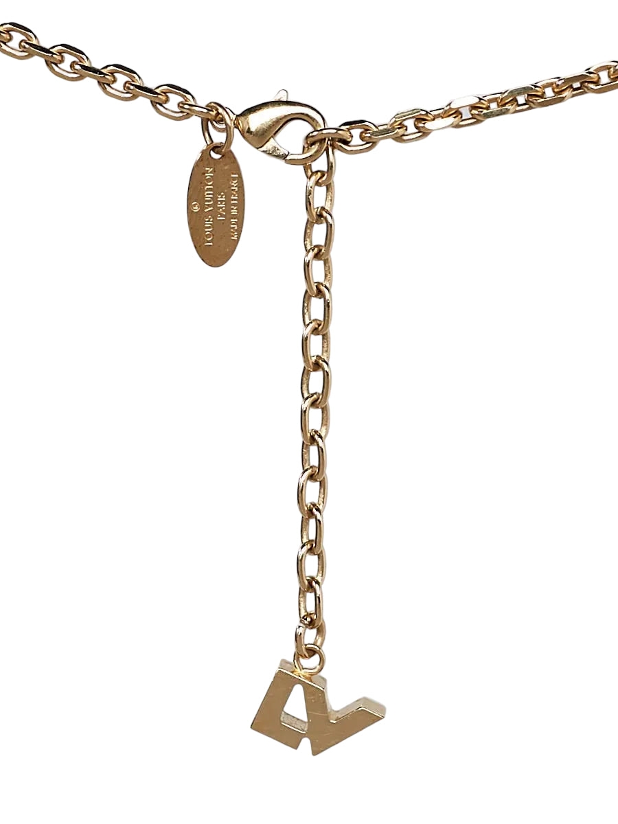 Louis Vuitton Monogram Necklace Gold Metal