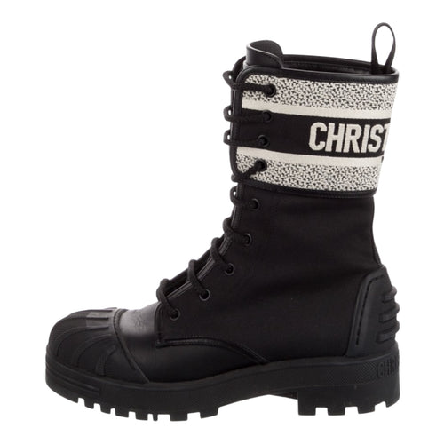 Christian Dior Canvas Graphic Combat Utility Boots