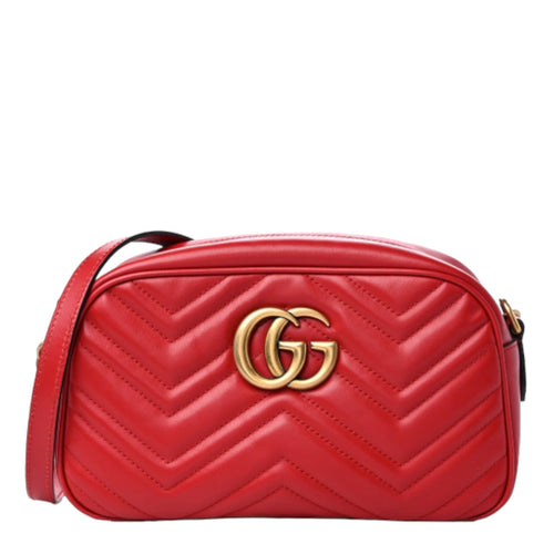 GG MARMONT MATELASSÉ SMALL SHOULDER BAG in RED