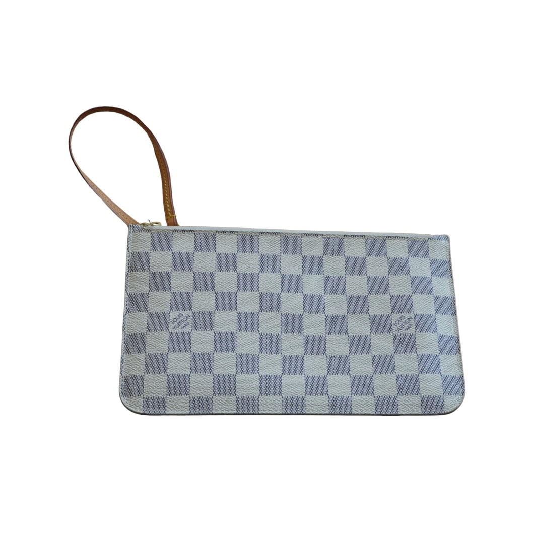 Louis Vuitton Neverfull Pouch In Damier Azur With Beige Interior