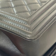 Load image into Gallery viewer, Chanel Small Black Lambskin Boy Bag with Aged Gold Hardware