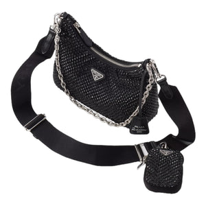 Prada Re-Edition 2005 Satin Bag With Crystals