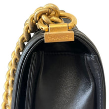 Load image into Gallery viewer, Chanel Small Black Lambskin Boy Bag with Aged Gold Hardware
