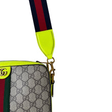 Load image into Gallery viewer, Gucci GG Supreme Monogram Dollar Calfskin Web Ophidia Wristlet Crossbody Fluo Yellow