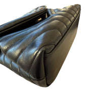 Load image into Gallery viewer, Saint Laurent Calfskin Quilted Monogram Small Loulou Chain Satchel Black