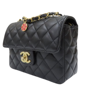 CHANEL Casino Chips Mini Flap Shoulder Bag Black Quilted Lambskin Leather