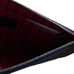 Louis Vuitton Neverfull Pouch In Damier Ebene With Red Interior