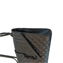 Load image into Gallery viewer, Saint Laurent Grain De Poudre Matelasse Triquilt Medium Monogram Monochrome Satchel Black