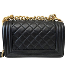 Load image into Gallery viewer, Chanel Small Black Lambskin Boy Bag with Aged Gold Hardware