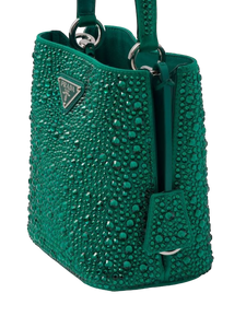 Prada Small Satin Panier Crystal-Embellished Bucket Bag