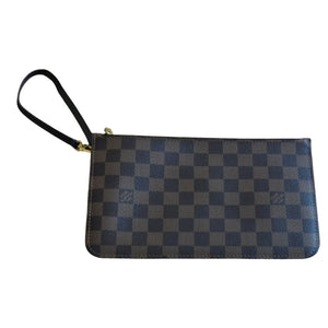 Louis Vuitton Neverfull Pouch In Damier Ebene With Red Interior