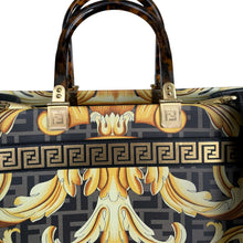 Load image into Gallery viewer, Fendi X VERSACE Calfskin Plexiglass Fendace FF Baroque Print Medium Fendi Sunshine Shopper Tote Black Gold