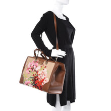 Load image into Gallery viewer, Gucci Canvas Blooms Embroidered Large Bamboo Shopper Tote