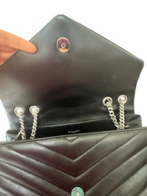 Load image into Gallery viewer, Louis Vuitton Loulou Medium Shoulder Bag in Black Chevron Quilted Leather with Silver Hardware