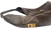 Load image into Gallery viewer, Ferragamo Origami Gray Suede Gancini Hobo Shoulder