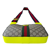 Load image into Gallery viewer, Gucci GG Supreme Monogram Dollar Calfskin Web Ophidia Wristlet Crossbody Fluo Yellow
