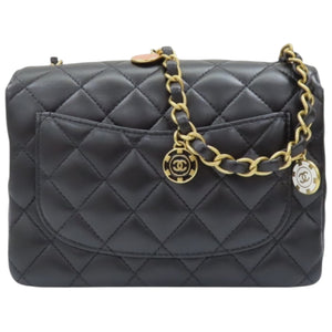 CHANEL Casino Chips Mini Flap Shoulder Bag Black Quilted Lambskin Leather