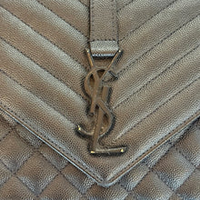 Load image into Gallery viewer, Saint Laurent Grain De Poudre Matelasse Triquilt Medium Monogram Monochrome Satchel Black