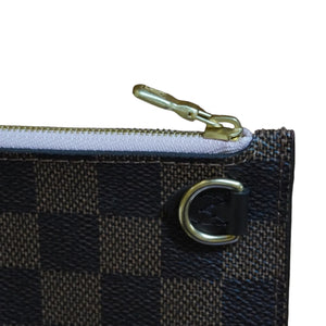 Louis Vuitton Neverfull Pouch In Damier Ebene With Rose Ballerine Interior