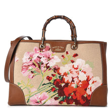 Load image into Gallery viewer, Gucci Canvas Blooms Embroidered Large Bamboo Shopper Tote