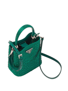 Prada Small Satin Panier Crystal-Embellished Bucket Bag