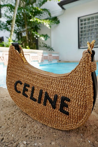 Celine Raffia Ava Strap Shoulder Bag