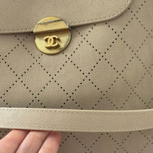 Load image into Gallery viewer, Chanel 19P Beige Diamond Perforated Caviar Leather Small Hobo
Bag with Moon Lock