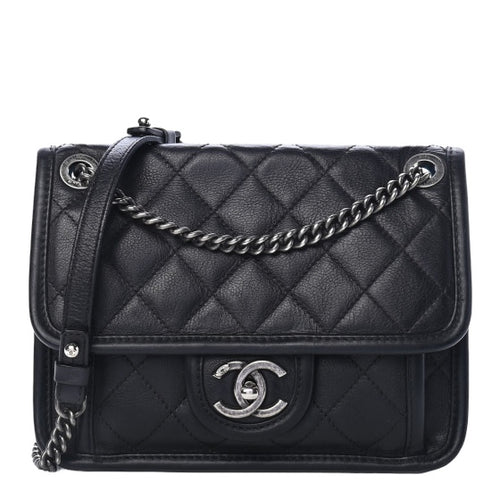 Chanel Calfskin Quilted Mini French Riviera Flap Black