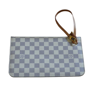 Louis Vuitton Neverfull Pouch In Damier Azur With Beige Interior