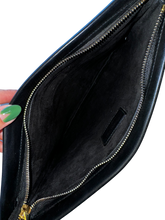 Load image into Gallery viewer, Christian Dior Calfskin Embossed Logo Zip Clutch Black