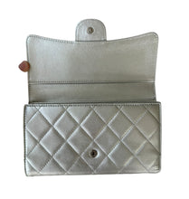 Load image into Gallery viewer, Chanel Silver Metallic Quilted Wallet (With Chain)