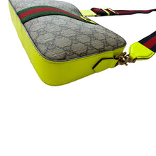 Load image into Gallery viewer, Gucci GG Supreme Monogram Dollar Calfskin Web Ophidia Wristlet Crossbody Fluo Yellow