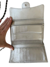 Load image into Gallery viewer, Chanel Silver Metallic Quilted Wallet (With Chain)