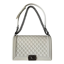 Load image into Gallery viewer, Chanel 19-series (2014) Ivory Patent New Medium Boy Bag