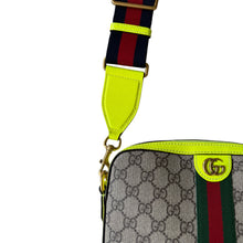 Load image into Gallery viewer, Gucci GG Supreme Monogram Dollar Calfskin Web Ophidia Wristlet Crossbody Fluo Yellow