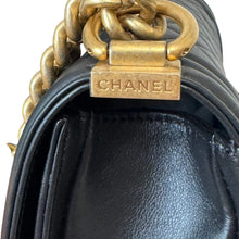 Load image into Gallery viewer, Chanel Small Black Lambskin Boy Bag with Aged Gold Hardware