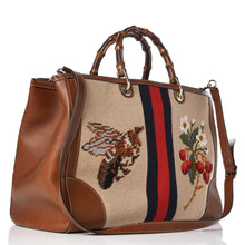 Load image into Gallery viewer, Gucci Canvas Blooms Embroidered Large Bamboo Shopper Tote