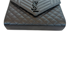 Load image into Gallery viewer, Saint Laurent Grain De Poudre Matelasse Triquilt Medium Monogram Monochrome Satchel Black