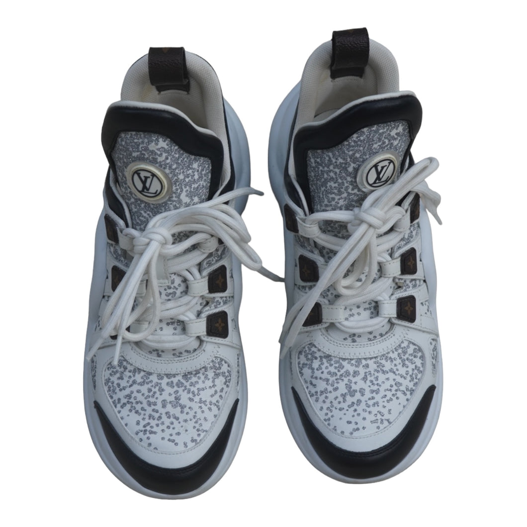 Louis Vuitton Archlight Sneaker in White & Silver Glitter