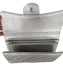 Load image into Gallery viewer, Chanel Silver Metallic Quilted Wallet (With Chain)