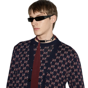 Gucci WOOL JACQUARD CARDIGAN WITH GG SHADOW